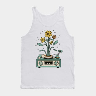 Floral Record Player Tank Top